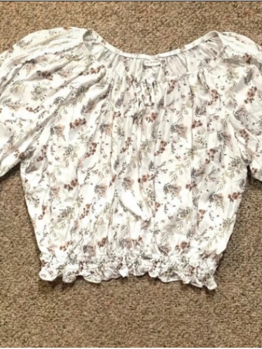 Juniors Self Esteem White Floral Smocked Crop Top